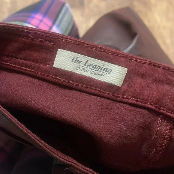 VINTAGE AG Adriano Goldschmied burgundy leather “the legging” super skinny - Picture 7 of 8